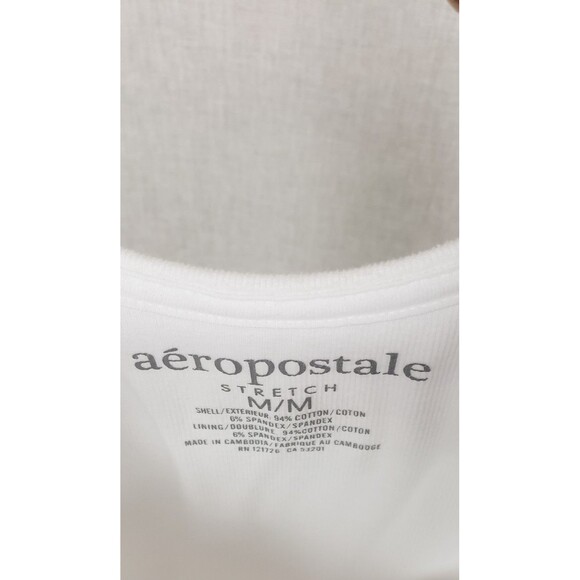 Y2K Aeropostale Tank Top Women's M White Ribbed Stretch Beach Spring Summer - Picture 2 of 3